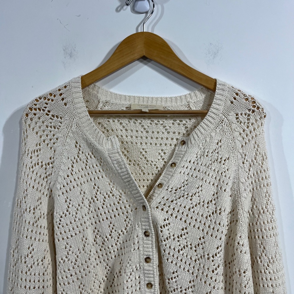 Sezane Capucine Pointelle Knit Cardigan Sweater Womens Small Cottagecore Preppy - Picture 4 of 11